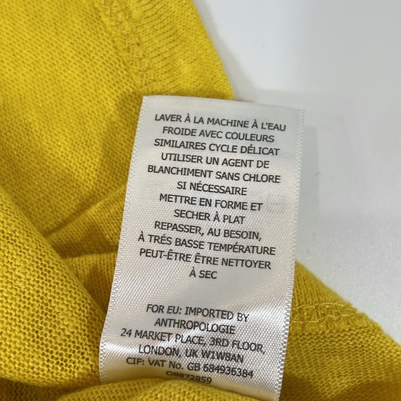 Maeve By Anthropologie XS Top Tee Bright Yellow 100% Linen EUC - Picture 8 of 8